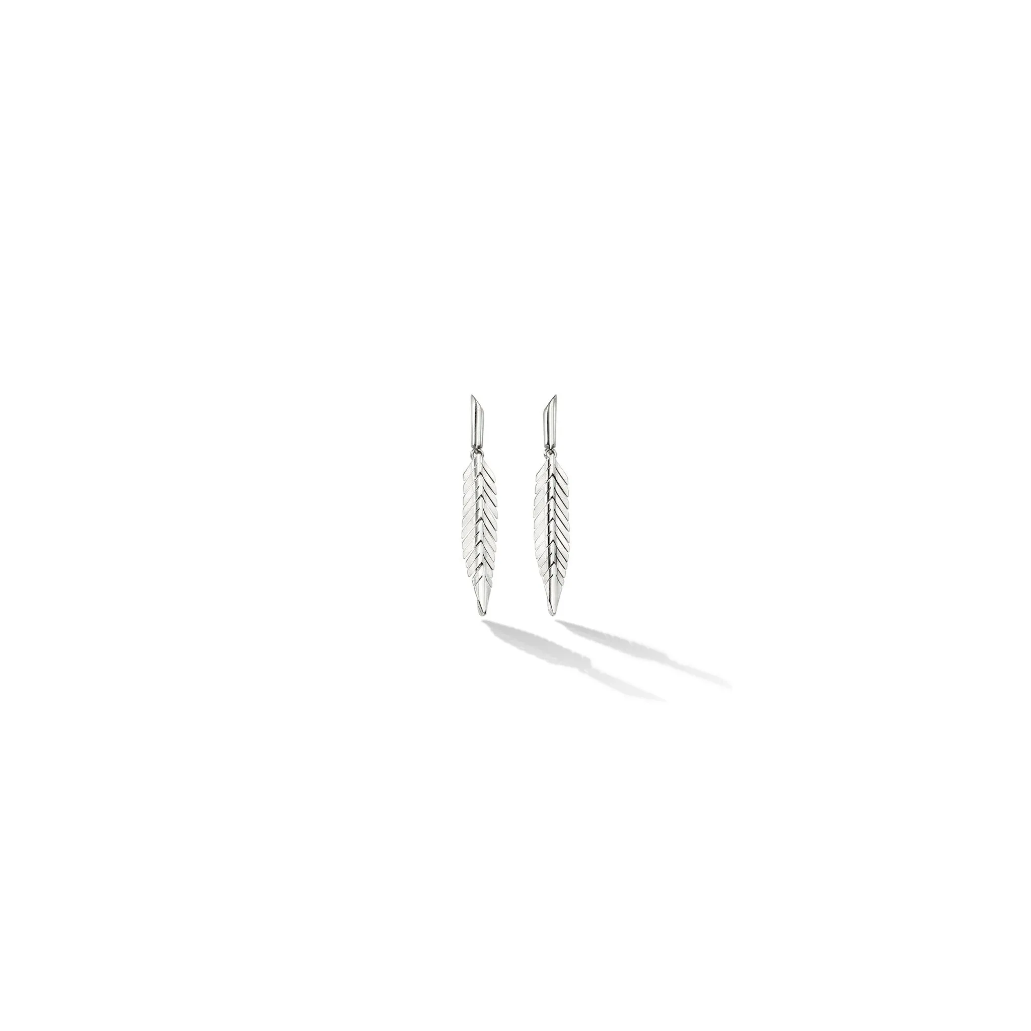 Small White Gold Feather Earrings