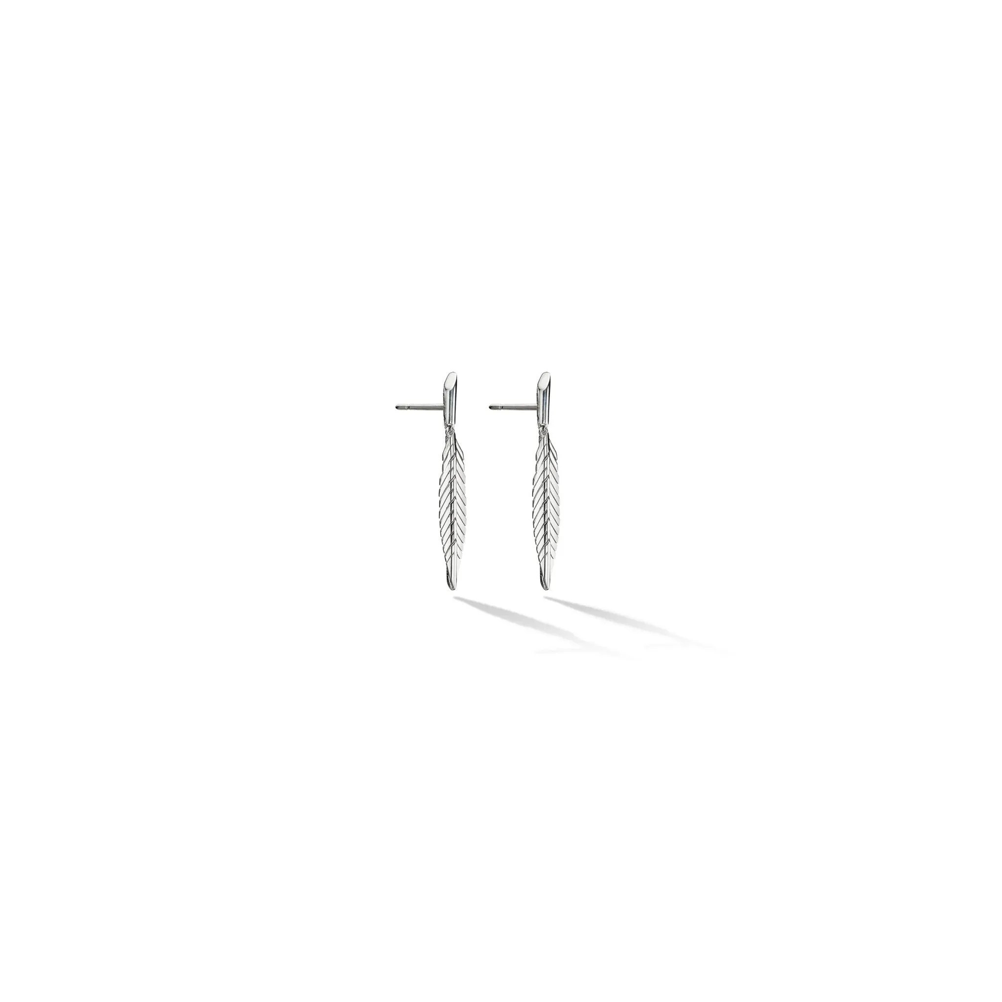 Small White Gold Feather Earrings