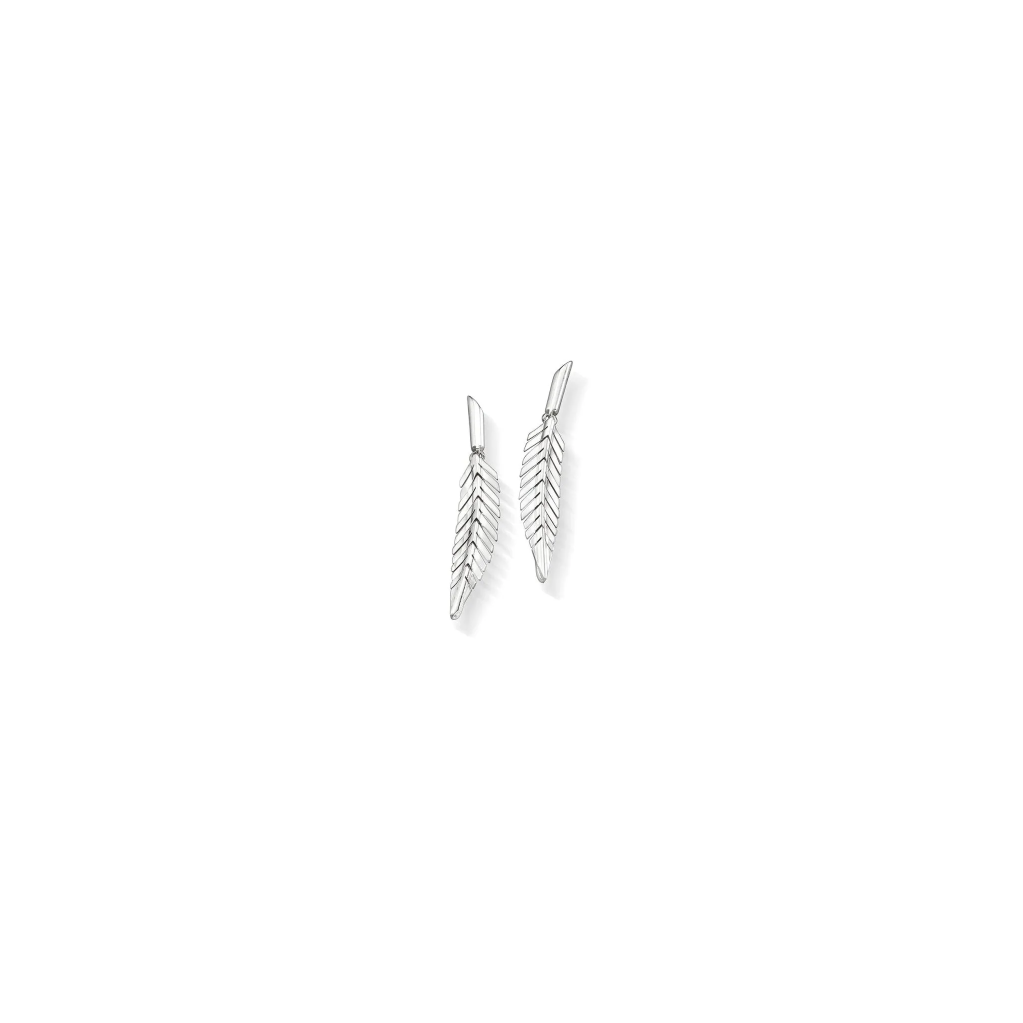 Small White Gold Feather Earrings