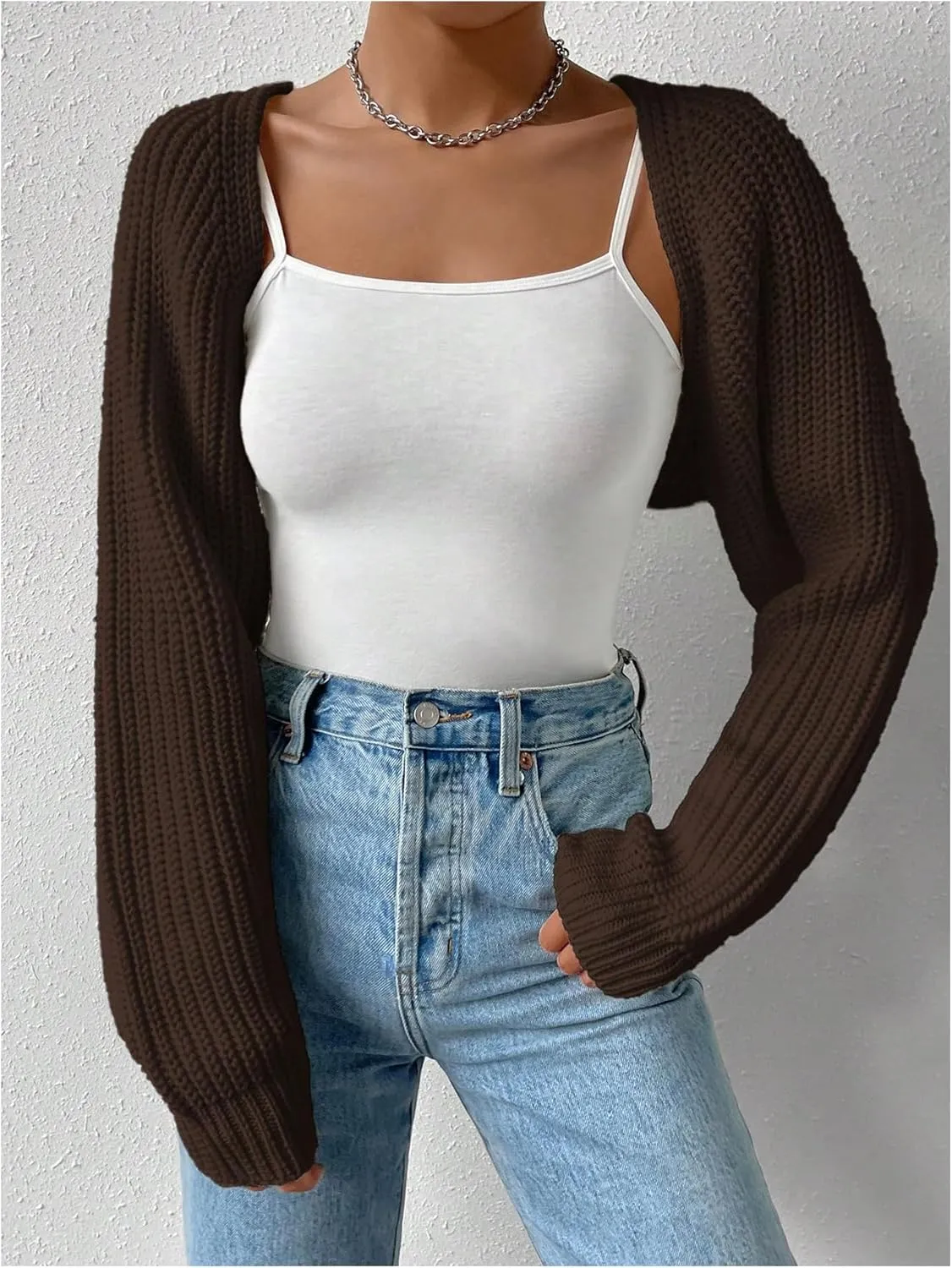 SOLY HUX Cropped Cardigan Sweater for Women Open Front Bolero Shrugs for Dress Y2K Knit Tops Preppy Clothes
