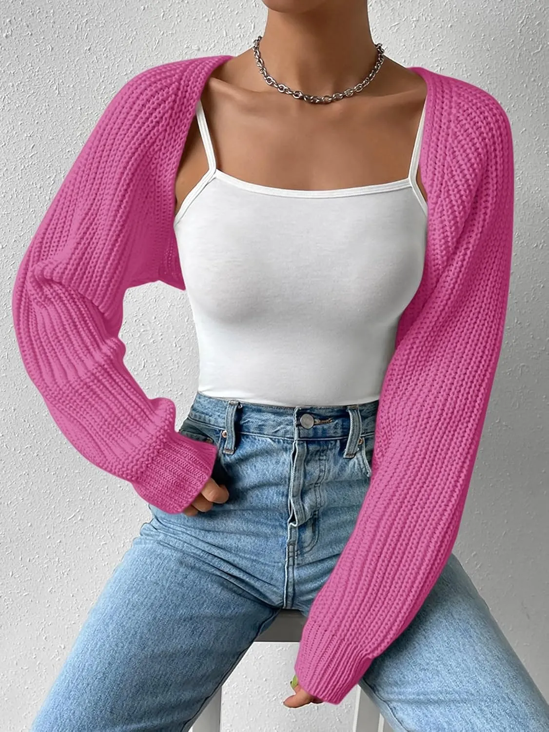 SOLY HUX Cropped Cardigan Sweater for Women Open Front Bolero Shrugs for Dress Y2K Knit Tops Preppy Clothes