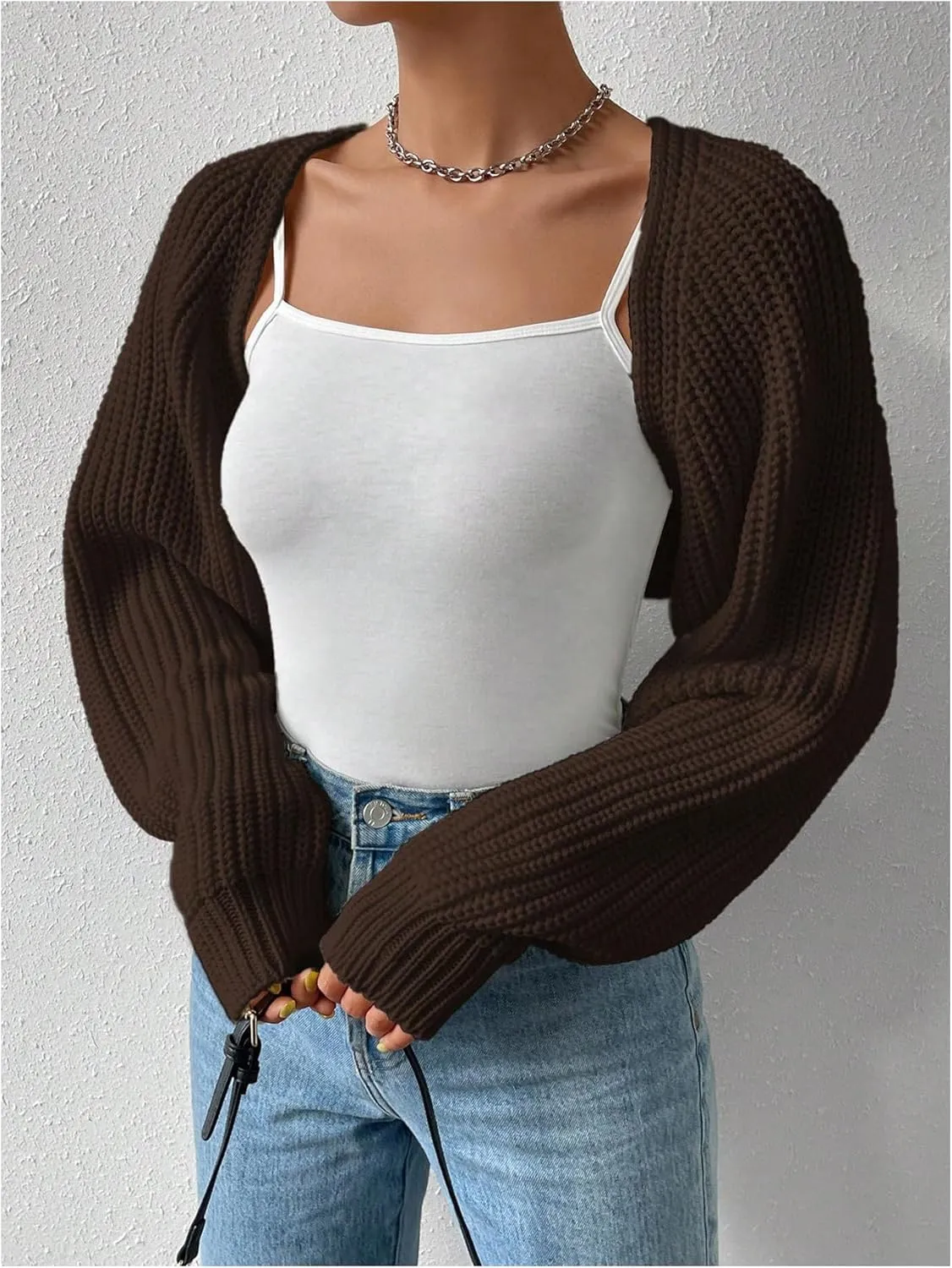 SOLY HUX Cropped Cardigan Sweater for Women Open Front Bolero Shrugs for Dress Y2K Knit Tops Preppy Clothes
