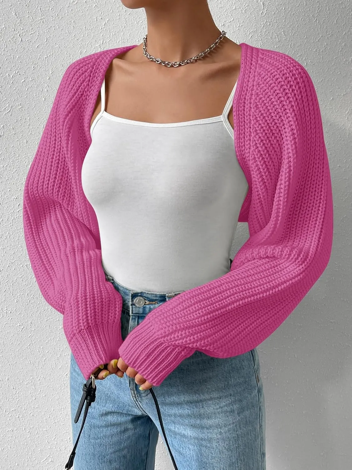 SOLY HUX Cropped Cardigan Sweater for Women Open Front Bolero Shrugs for Dress Y2K Knit Tops Preppy Clothes