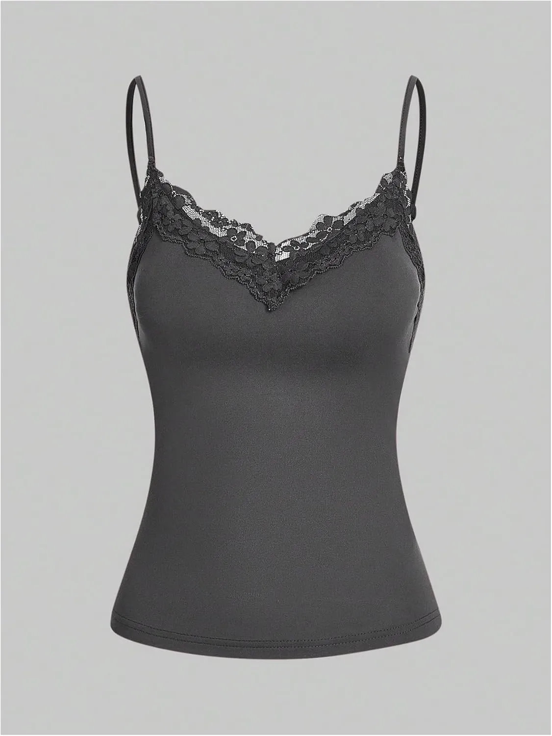SOLY HUX Women's Camisole Tops with Built in Bra 3 Packs Lace Trim Spaghetti Strap Cami Tank Top