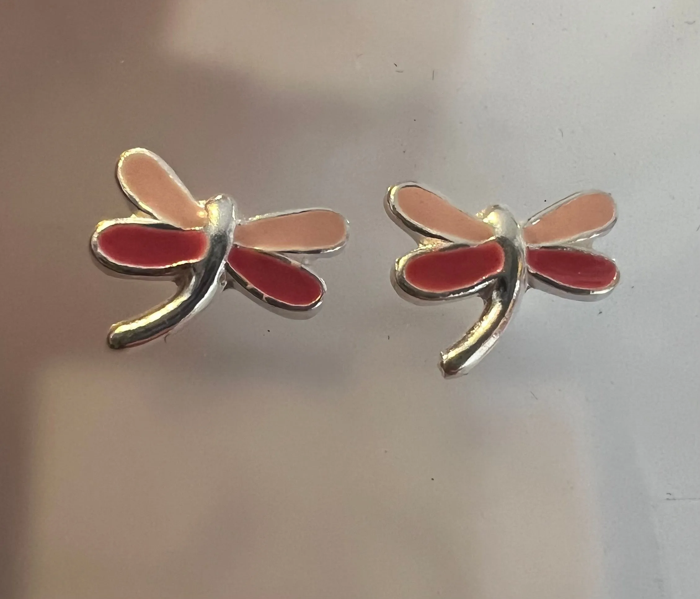 Some Sterling Silver Sweet Pink Dragonfly Earrings 087