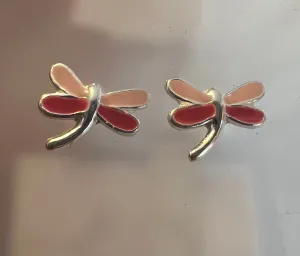 Some Sterling Silver Sweet Pink Dragonfly Earrings 087