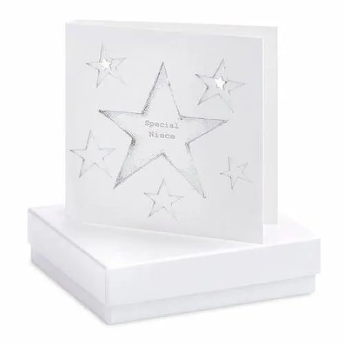 Special Niece Silver Earrings On Designer Card by Crumble and Core