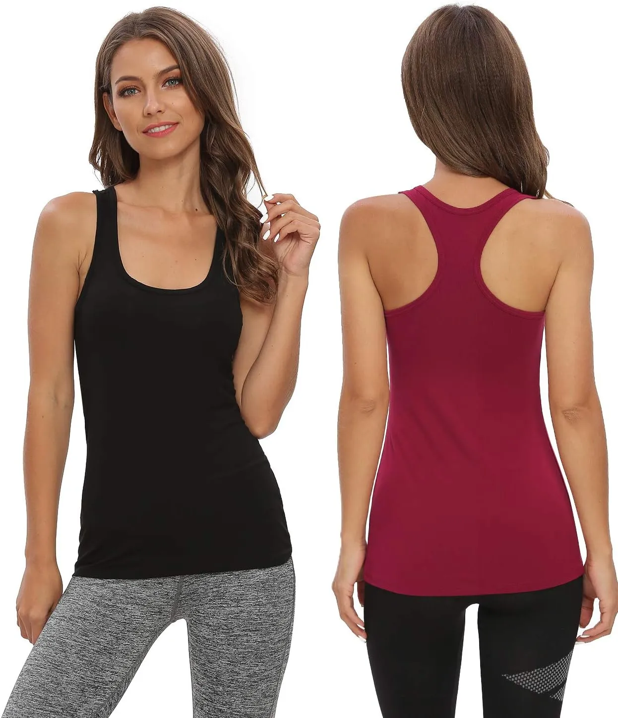 Star Vibe Racerback Workout Tank Tops for Women Basic Athletic Tanks Yoga Shirt Sleeveless Exercise Tops 4 Pack