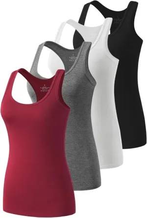 Star Vibe Racerback Workout Tank Tops for Women Basic Athletic Tanks Yoga Shirt Sleeveless Exercise Tops 4 Pack