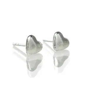 Sterling Silver Tiny Heart Stud Earrings