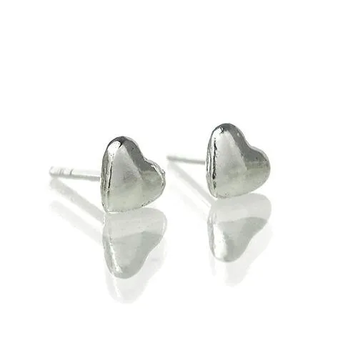 Sterling Silver Tiny Heart Stud Earrings