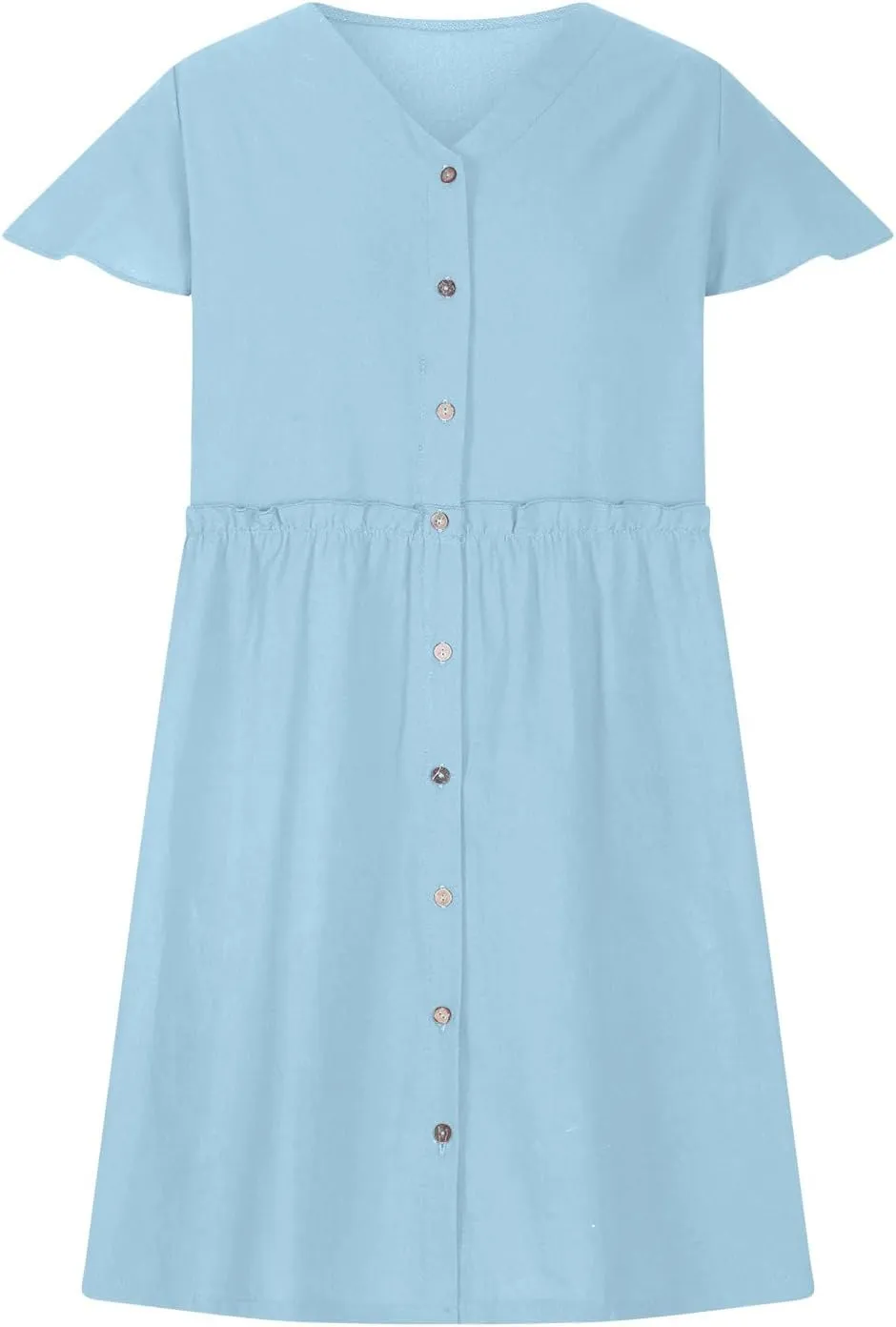 Summer Dresses for Women 2025 Casual Short Sleeve Beach Dress Fashion Loose Fit Crew Neck Solid Color Sundress