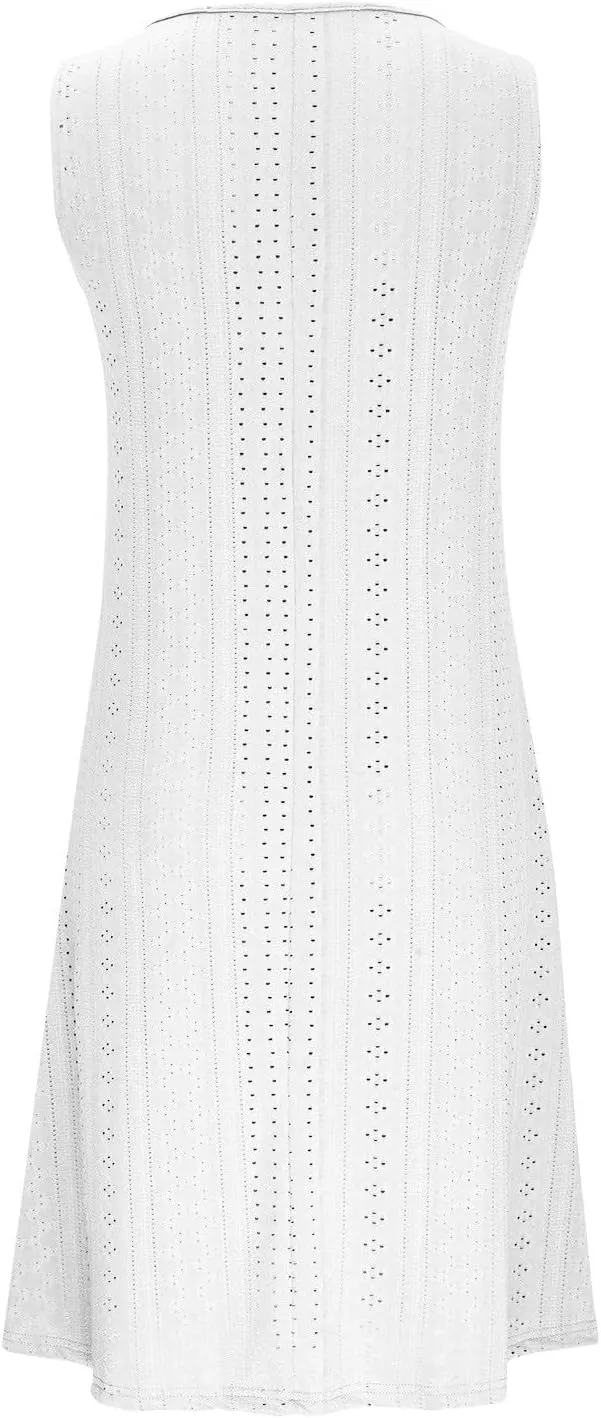 Sundresses for Women 2024 Casual Beach Sleeveless Resort Wear Vacation Sun Dresses Spring Summer Tank Dress