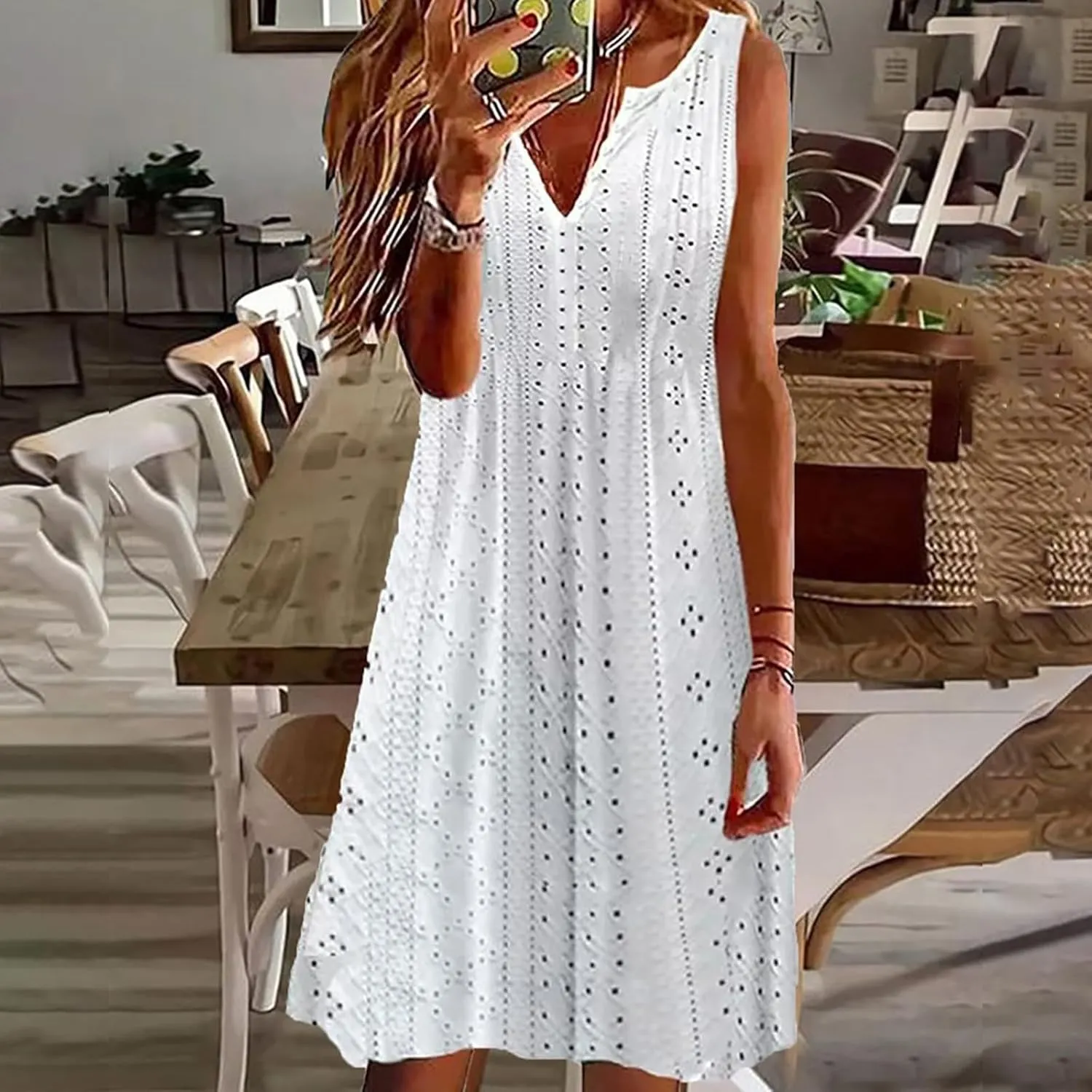 Sundresses for Women 2024 Casual Beach Sleeveless Resort Wear Vacation Sun Dresses Spring Summer Tank Dress