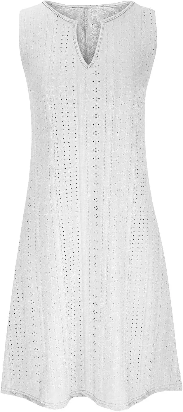Sundresses for Women 2024 Casual Beach Sleeveless Resort Wear Vacation Sun Dresses Spring Summer Tank Dress