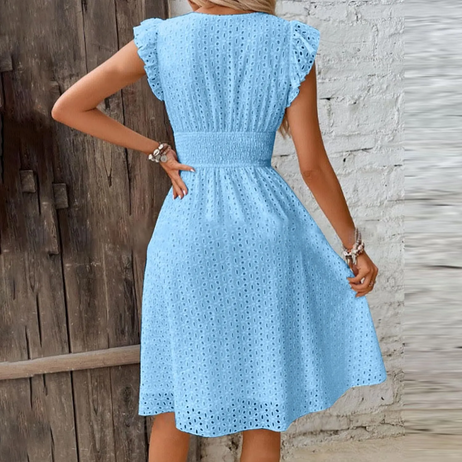 TARIENDY Beach Dresses for Women 2025 Vacation,Womens Hollow Out lace Sundresses Sleeveless Dress Comfy v Neck Sundress