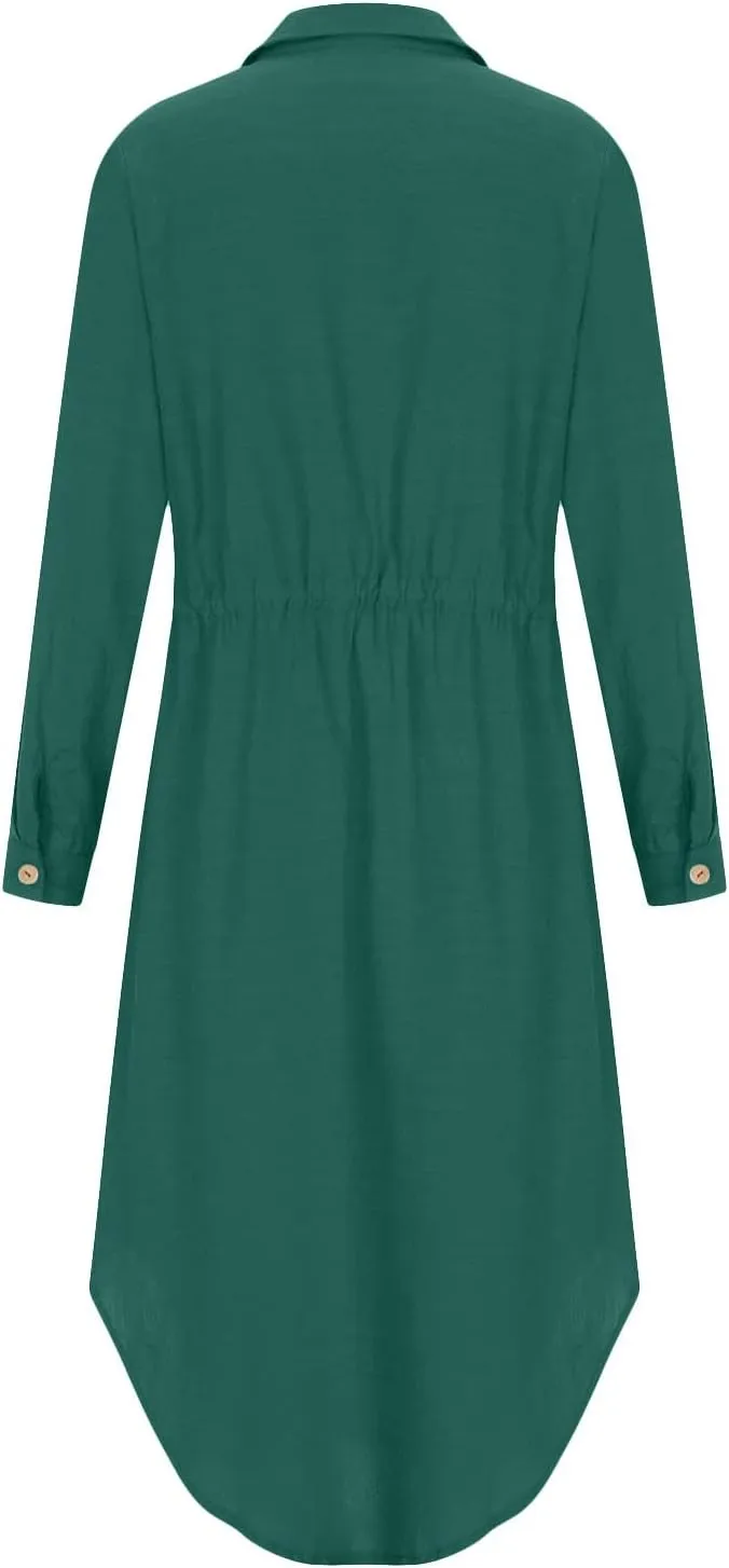 TARIENDY Maxi Dress for Women,Women's Button Down Vacation Outfits Long Sleeve Dresses Plus Size Summer Shirt Sundresses