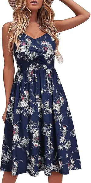 TARIENDY Women 2025 Summer Dress V Neck Sleeveless Dresses Fashion Casual Short Sundress Loose Comfy Sexy Beach Outfits
