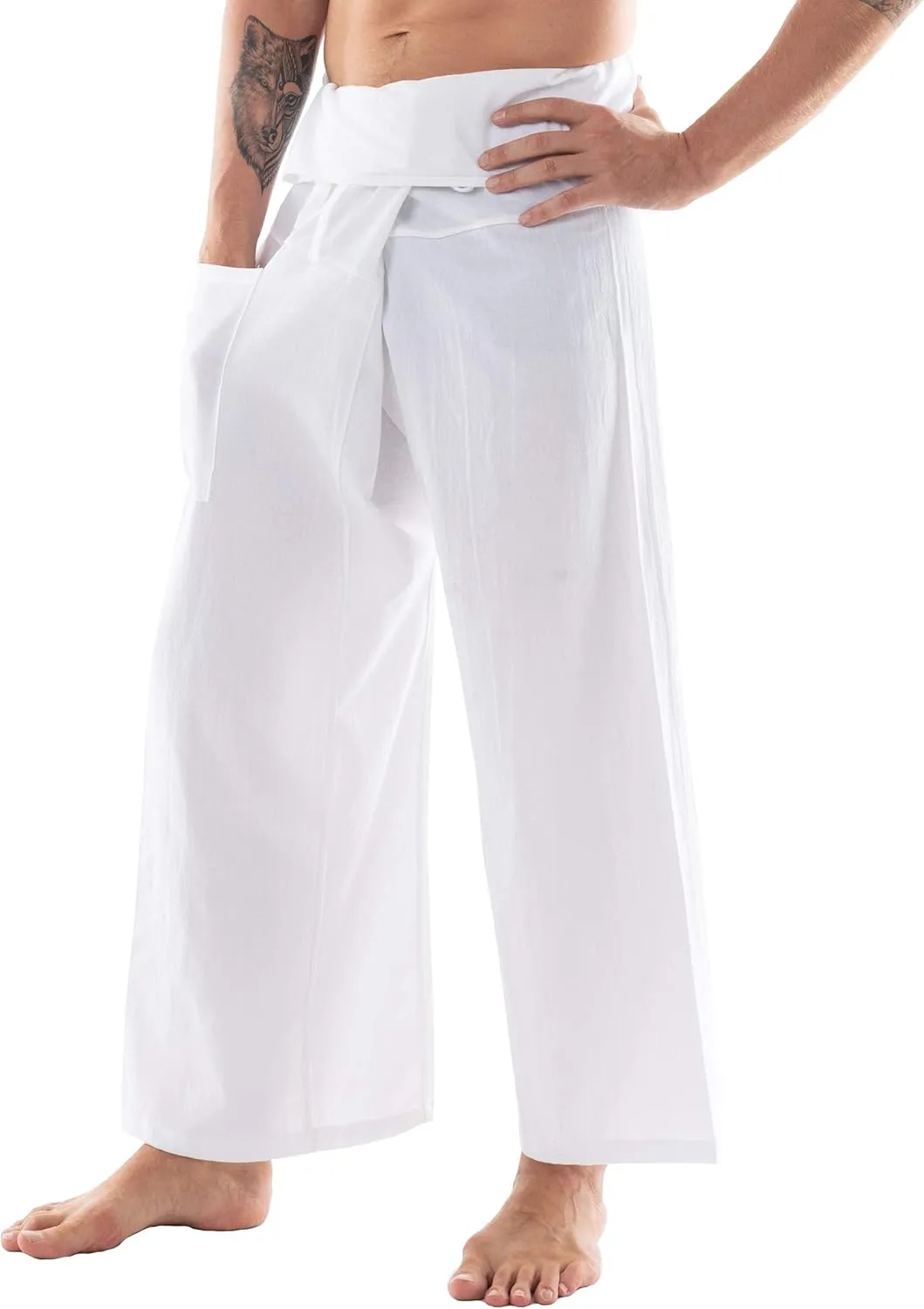 Thai Fisherman Pants - Lightweight Cotton Lounge Pants for Men, Perfect for Yoga, Hippie, or Pirate Style