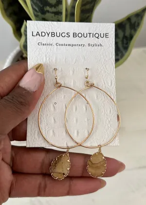 The Natural Stone Drop Earrings in Picture Jasper