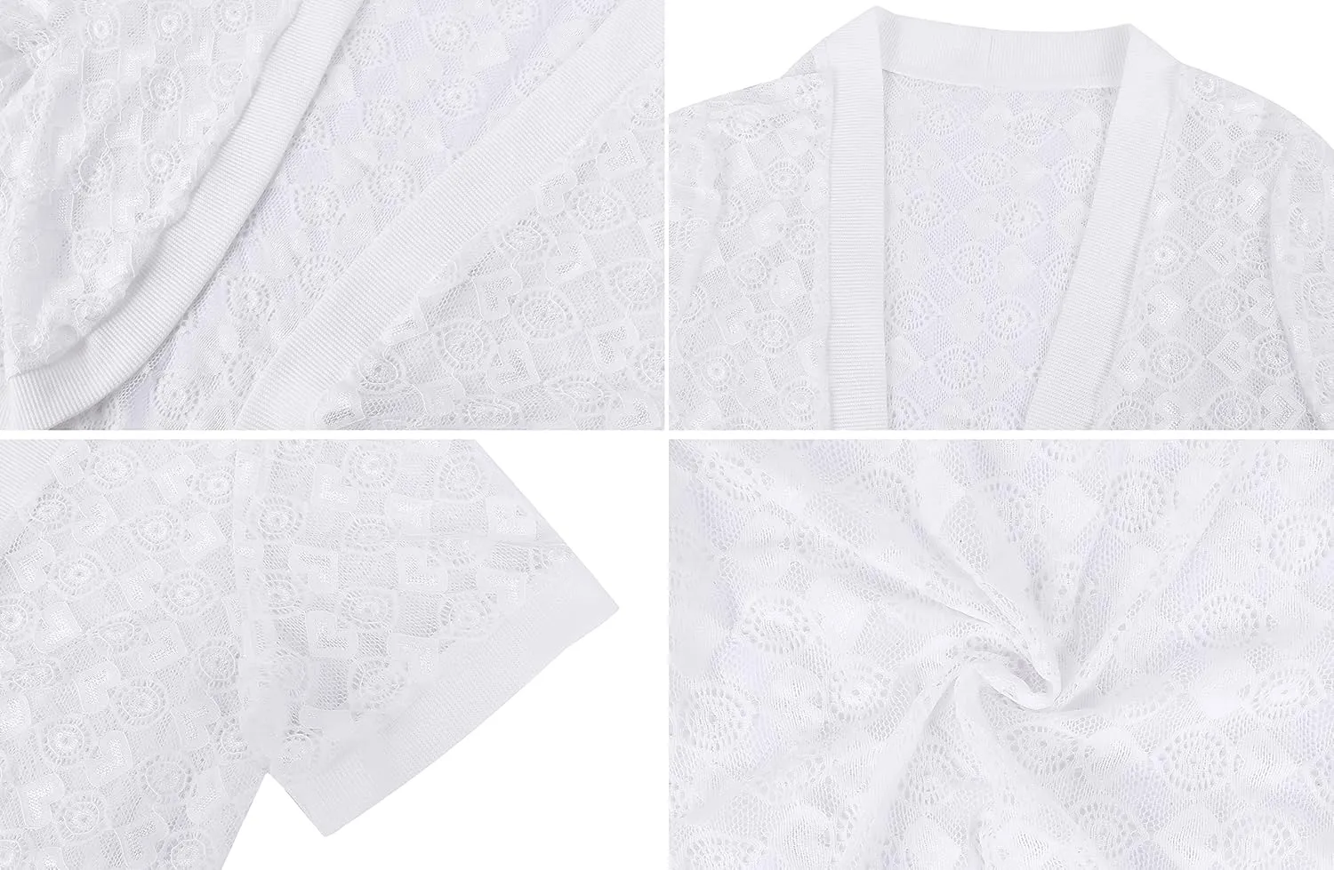 Totatuit Womens Short Bolero Shrugs for Dresses Open Front Short Sleeve Floral Lace Summer Sheer Cropped Cardigans