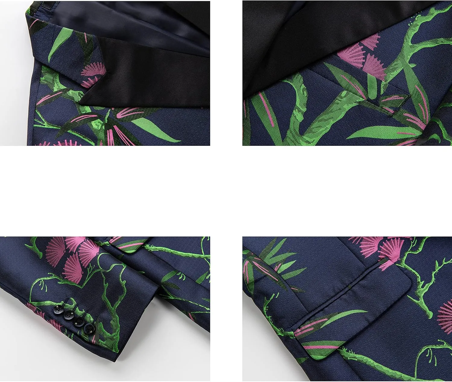 UNINUKOO Mens Blazer Printed Suit Jacket 1 Button Slim Fit Floral Dinner Sport Coat Blazers