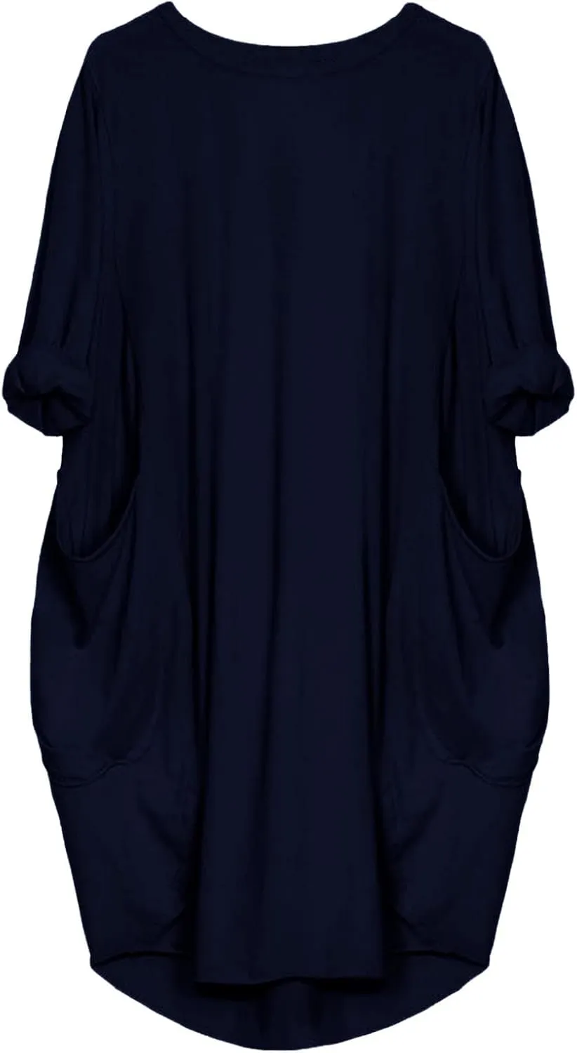 UQRZAU Women's Casual Dresses Dresses Casual Puff Long Sleeve T Shirt Dress with Pockets Mini Dress Casual Dresses