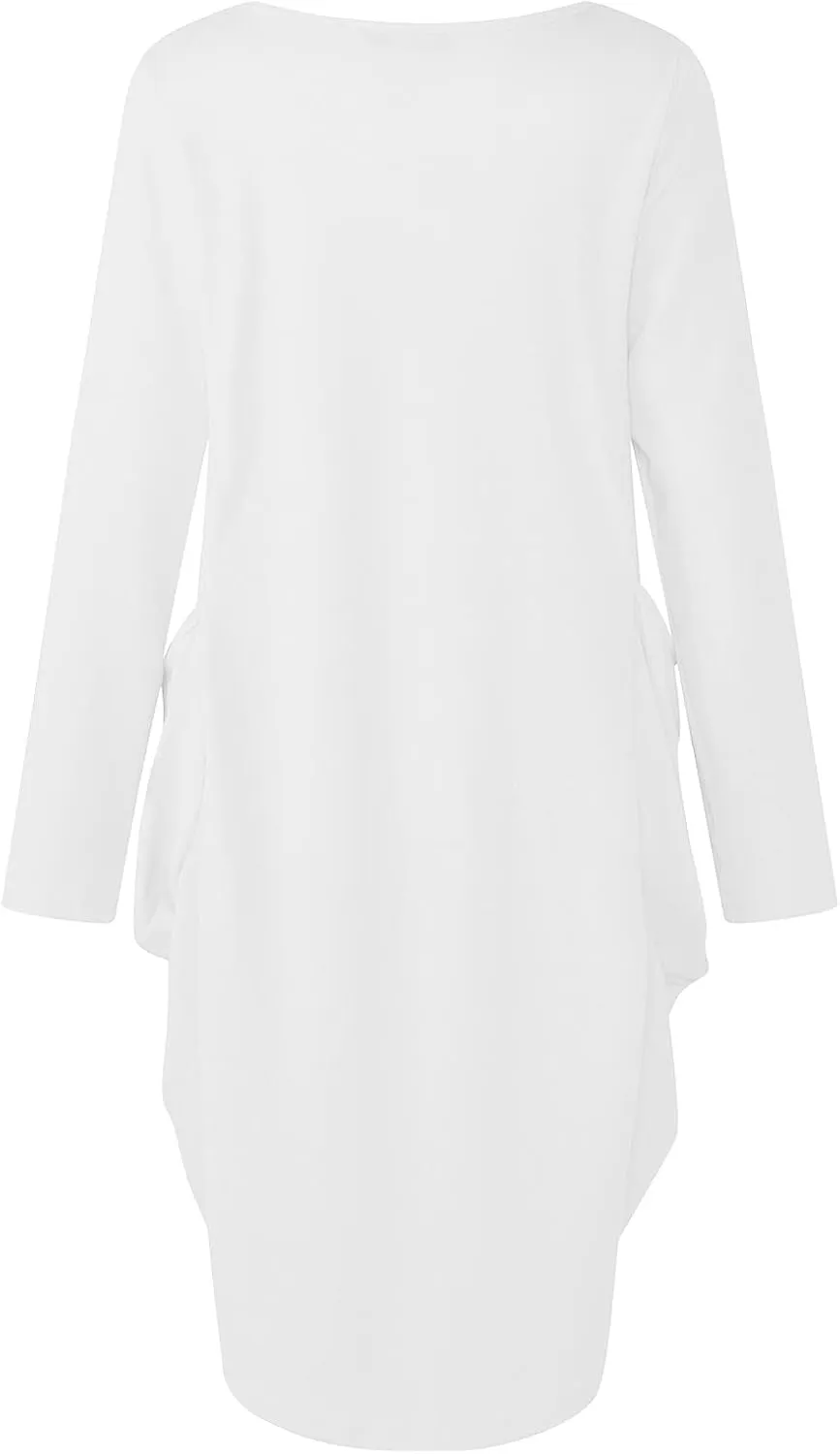 UQRZAU Women's Casual Dresses Dresses Casual Puff Long Sleeve T Shirt Dress with Pockets Mini Dress Casual Dresses