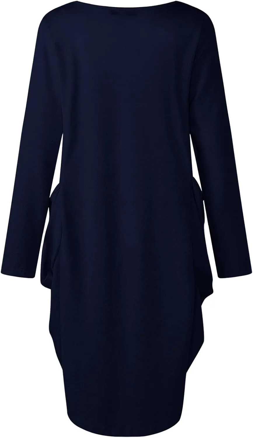 UQRZAU Women's Casual Dresses Dresses Casual Puff Long Sleeve T Shirt Dress with Pockets Mini Dress Casual Dresses