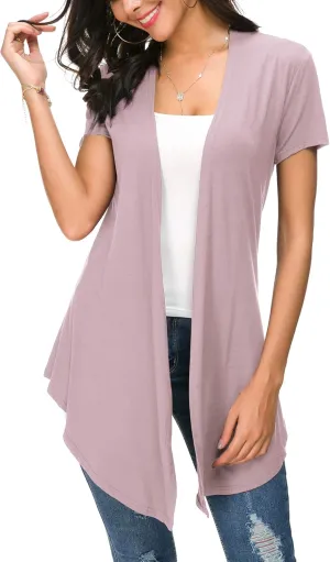 Urban CoCo Womens Open Front Short Sleeve Cardigans for Women Lightweight Summer Drape Cardigan Vest