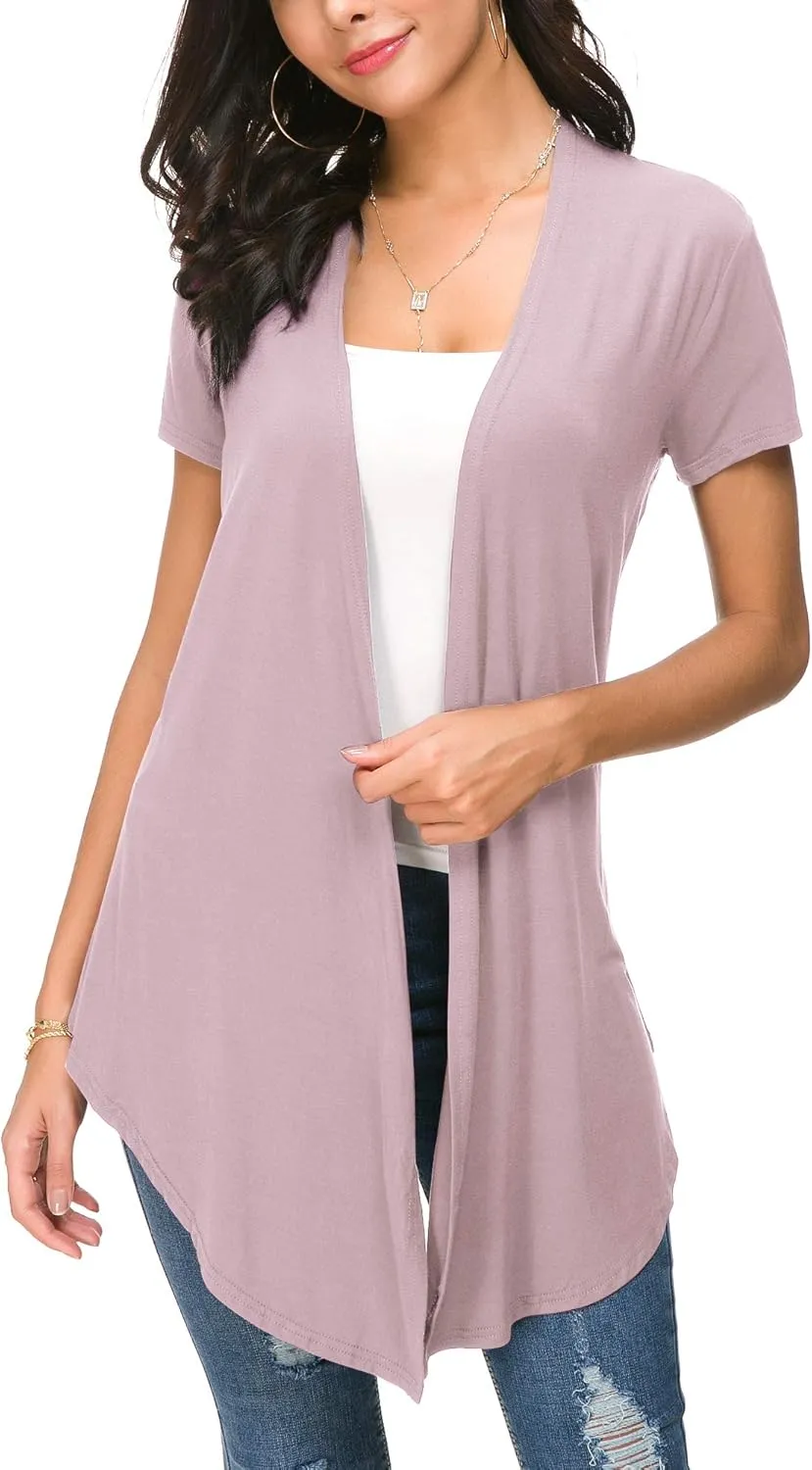 Urban CoCo Womens Open Front Short Sleeve Cardigans for Women Lightweight Summer Drape Cardigan Vest