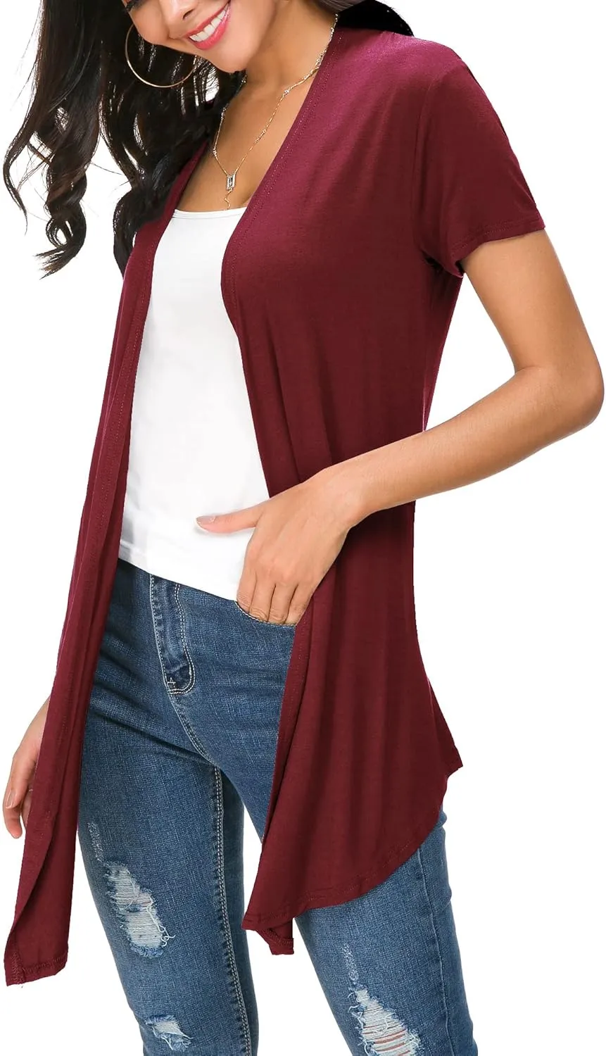 Urban CoCo Womens Open Front Short Sleeve Cardigans for Women Lightweight Summer Drape Cardigan Vest