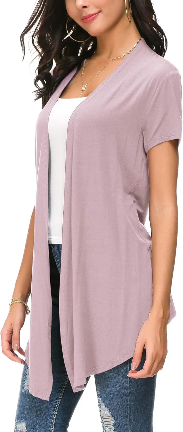 Urban CoCo Womens Open Front Short Sleeve Cardigans for Women Lightweight Summer Drape Cardigan Vest
