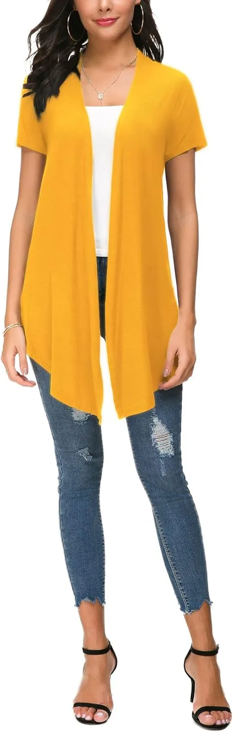 Urban CoCo Womens Open Front Short Sleeve Cardigans for Women Lightweight Summer Drape Cardigan Vest