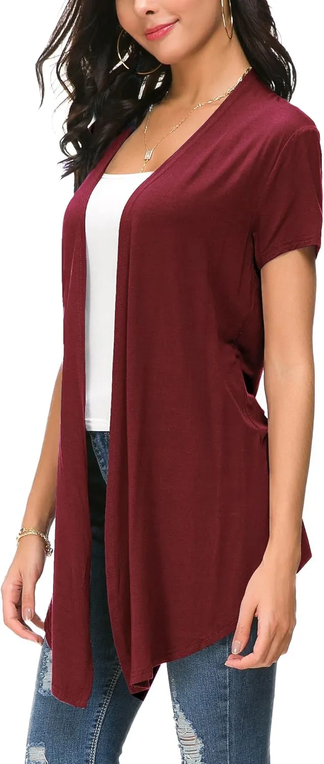 Urban CoCo Womens Open Front Short Sleeve Cardigans for Women Lightweight Summer Drape Cardigan Vest