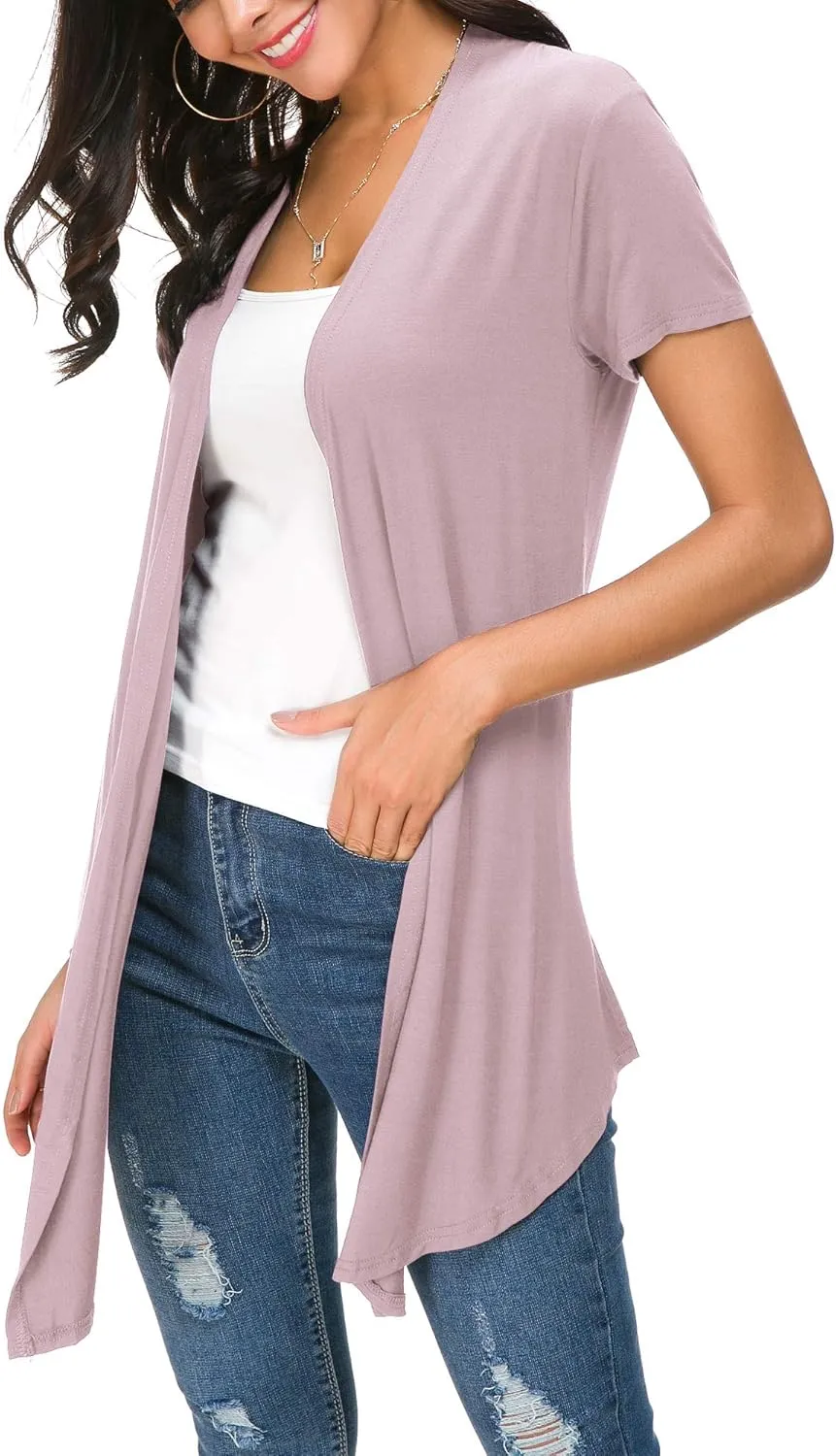 Urban CoCo Womens Open Front Short Sleeve Cardigans for Women Lightweight Summer Drape Cardigan Vest