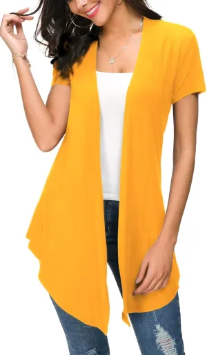 Urban CoCo Womens Open Front Short Sleeve Cardigans for Women Lightweight Summer Drape Cardigan Vest