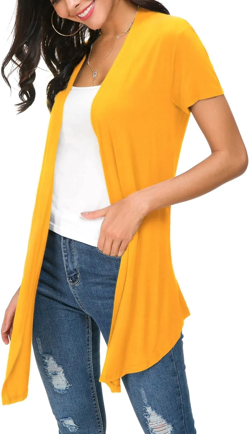 Urban CoCo Womens Open Front Short Sleeve Cardigans for Women Lightweight Summer Drape Cardigan Vest
