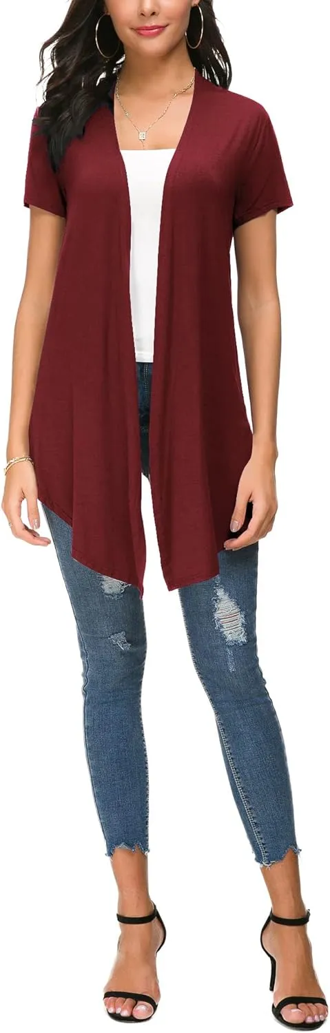 Urban CoCo Womens Open Front Short Sleeve Cardigans for Women Lightweight Summer Drape Cardigan Vest