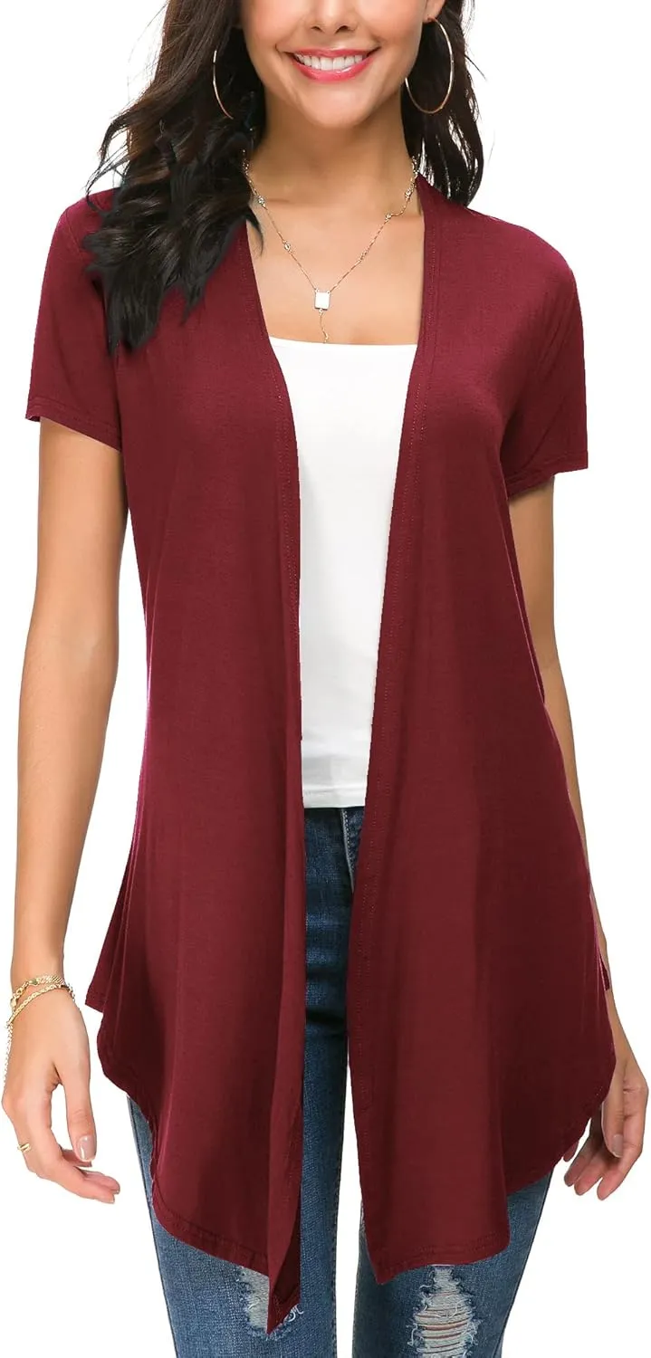 Urban CoCo Womens Open Front Short Sleeve Cardigans for Women Lightweight Summer Drape Cardigan Vest
