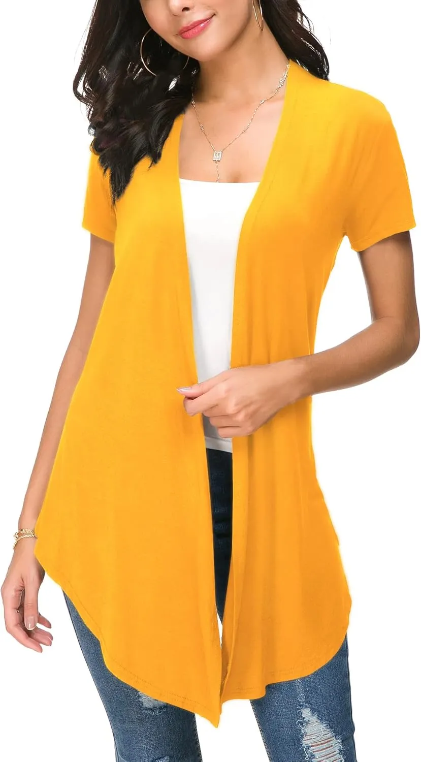Urban CoCo Womens Open Front Short Sleeve Cardigans for Women Lightweight Summer Drape Cardigan Vest
