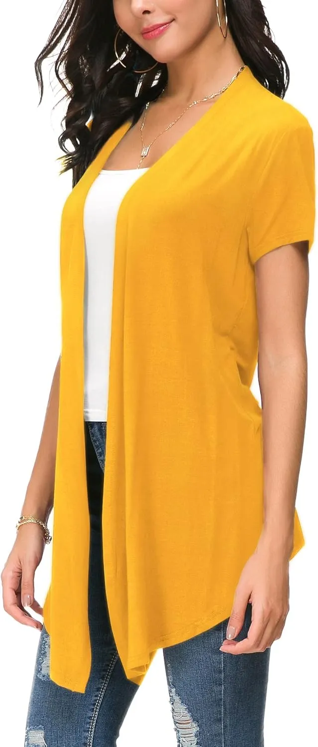 Urban CoCo Womens Open Front Short Sleeve Cardigans for Women Lightweight Summer Drape Cardigan Vest