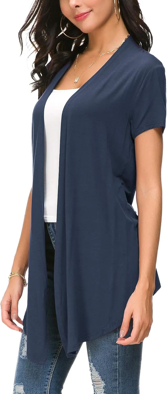 Urban CoCo Womens Open Front Short Sleeve Cardigans for Women Lightweight Summer Drape Cardigan Vest