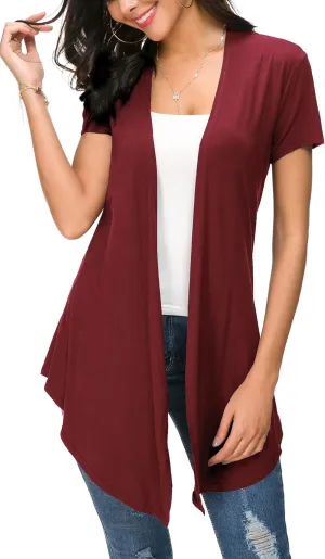 Urban CoCo Womens Open Front Short Sleeve Cardigans for Women Lightweight Summer Drape Cardigan Vest
