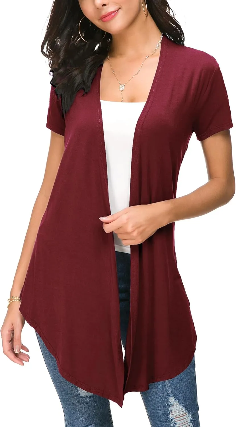 Urban CoCo Womens Open Front Short Sleeve Cardigans for Women Lightweight Summer Drape Cardigan Vest