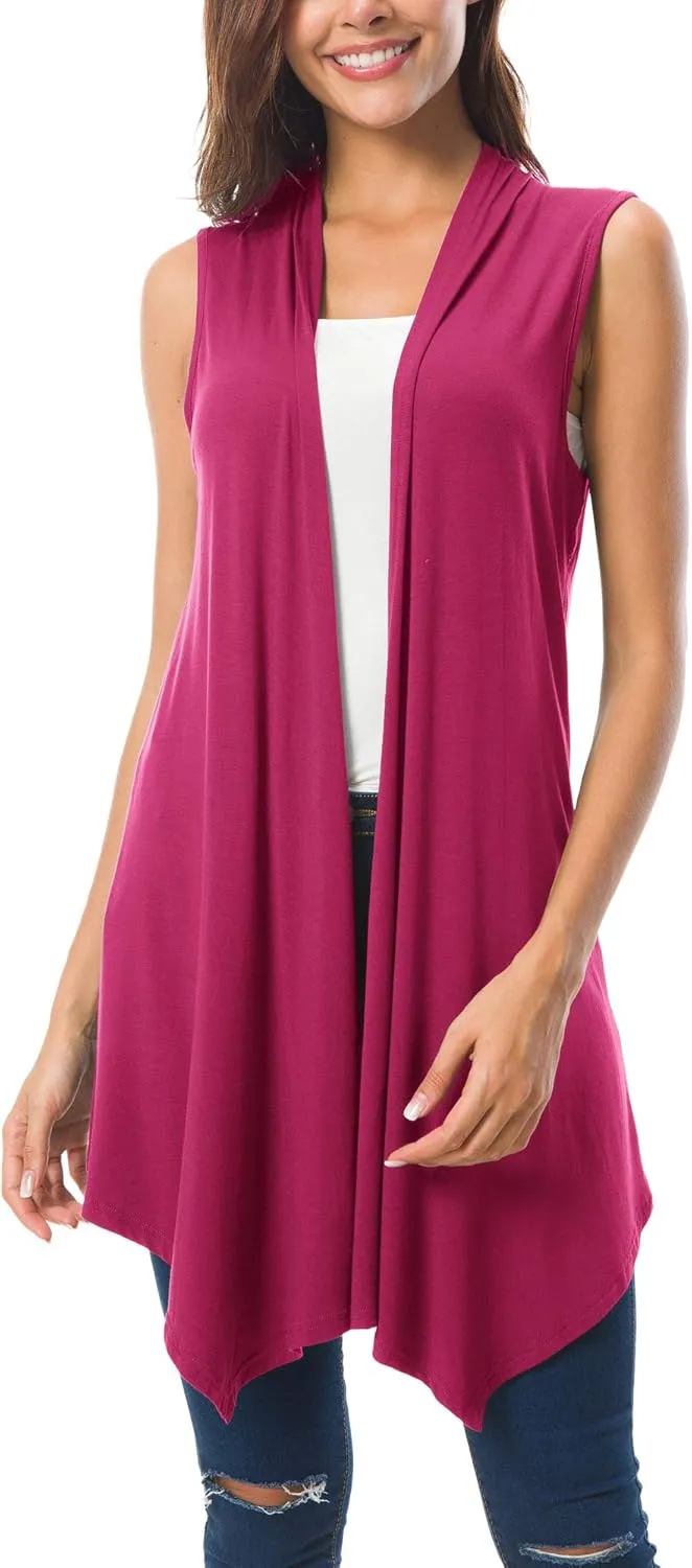 Urban CoCo Women's Sleeveless Cardigan Summer Open Front Vest Lightweight Cool Coat