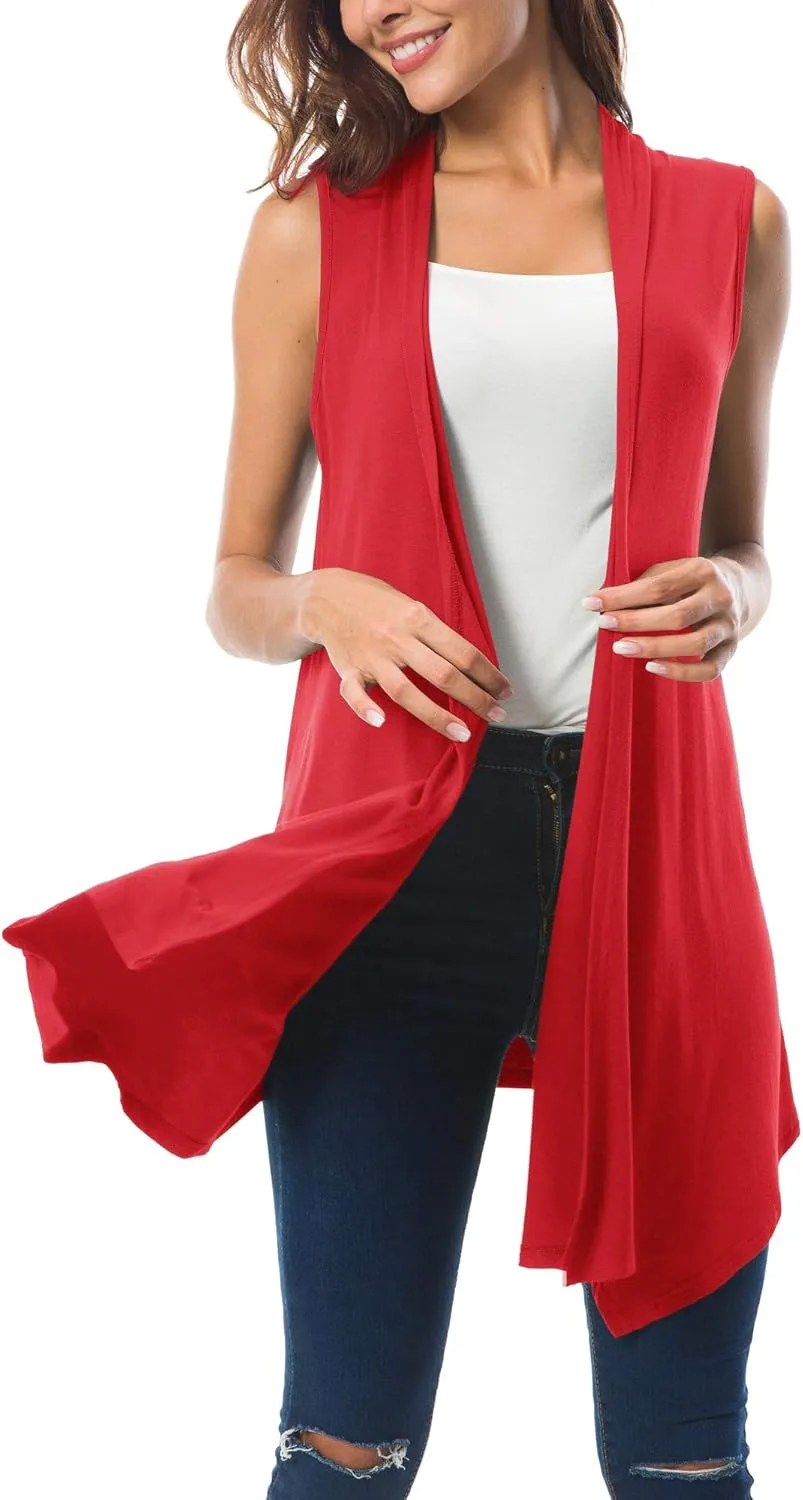 Urban CoCo Women's Sleeveless Cardigan Summer Open Front Vest Lightweight Cool Coat