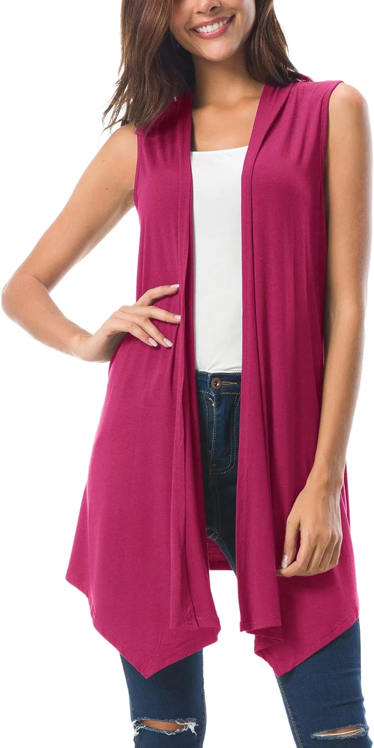 Urban CoCo Women's Sleeveless Cardigan Summer Open Front Vest Lightweight Cool Coat