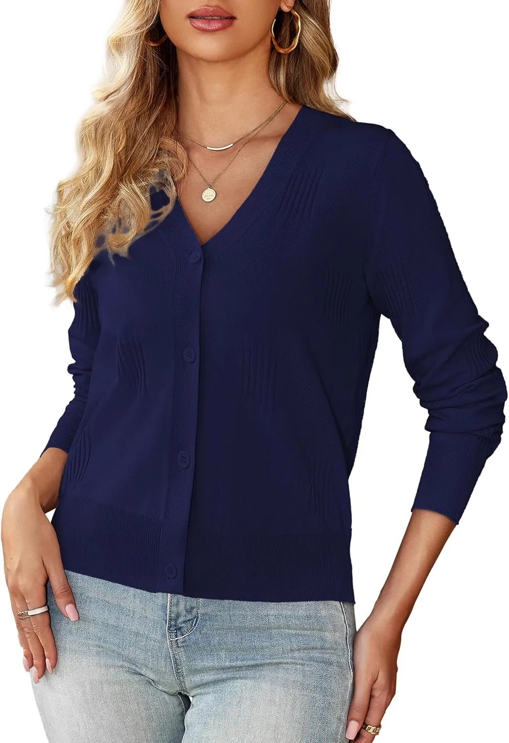 U.Vomade Women's Cardigans 3/4 Sleeve Open Front Cropped Cardigan Hollow Out Bolero Shrug S-XL