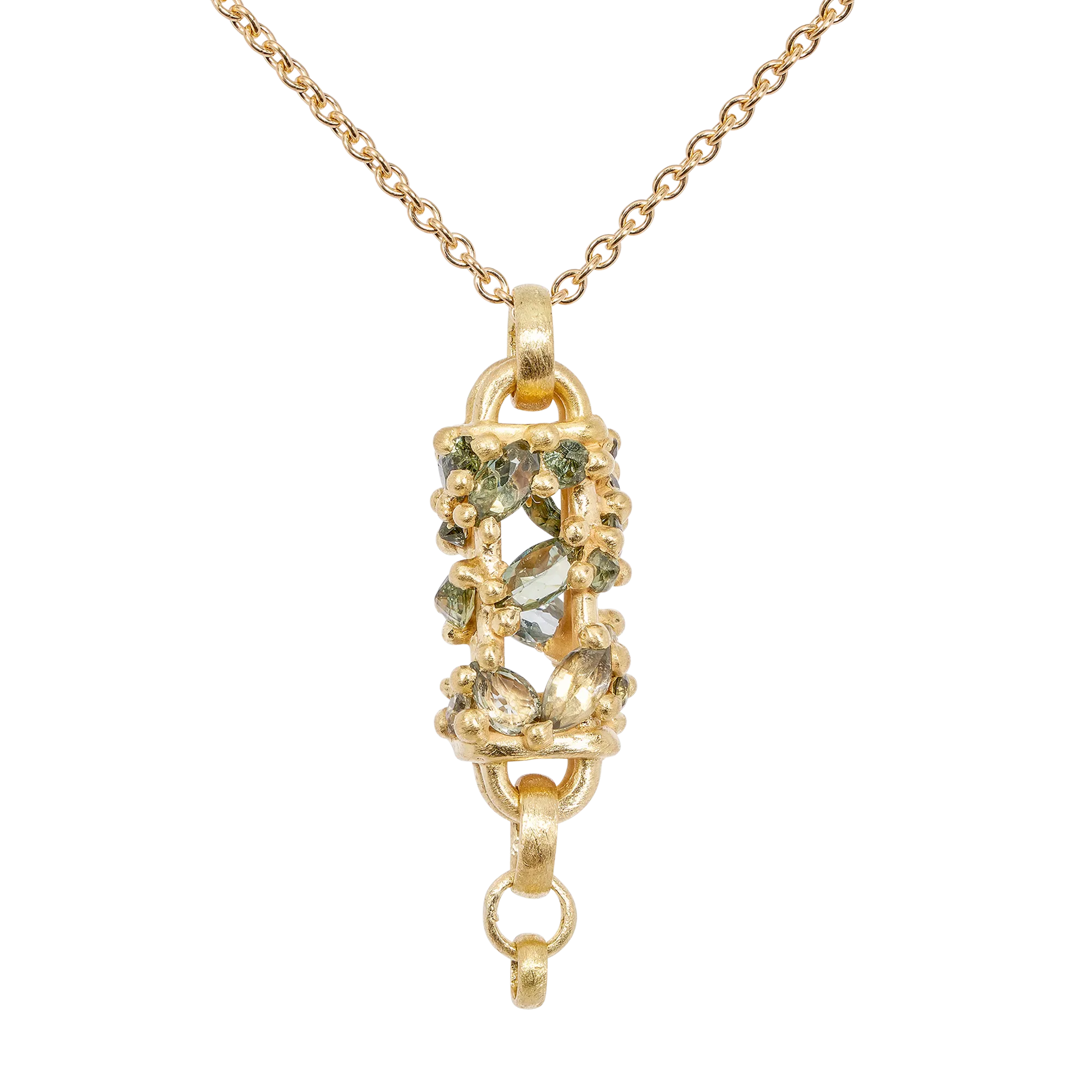 Vertical Green Fontaine Necklace - 11125